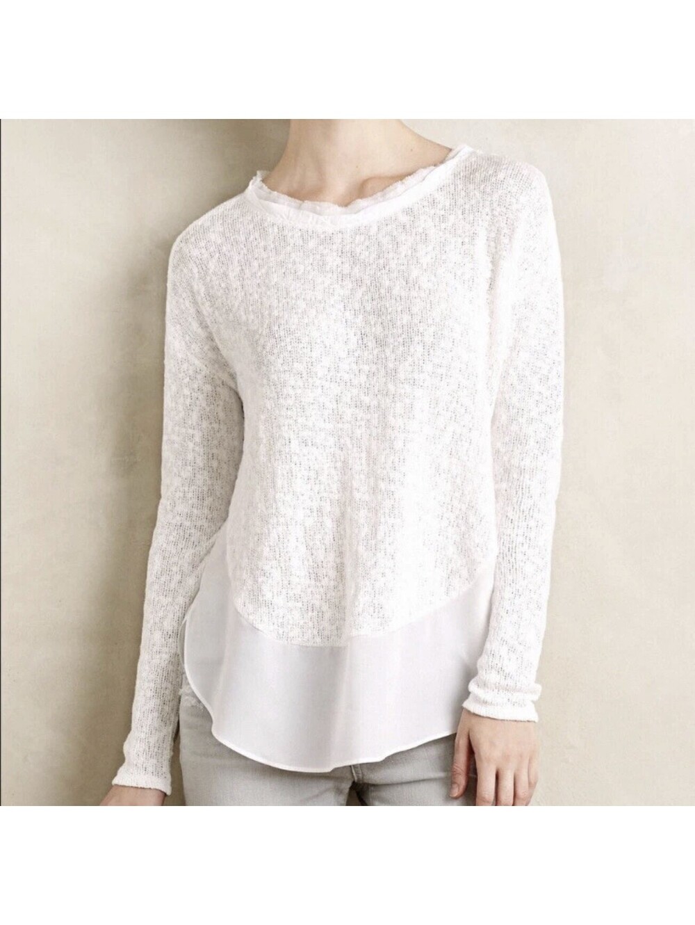 Anthropologie Deletta Nubby Knit Long Sleeve Top S